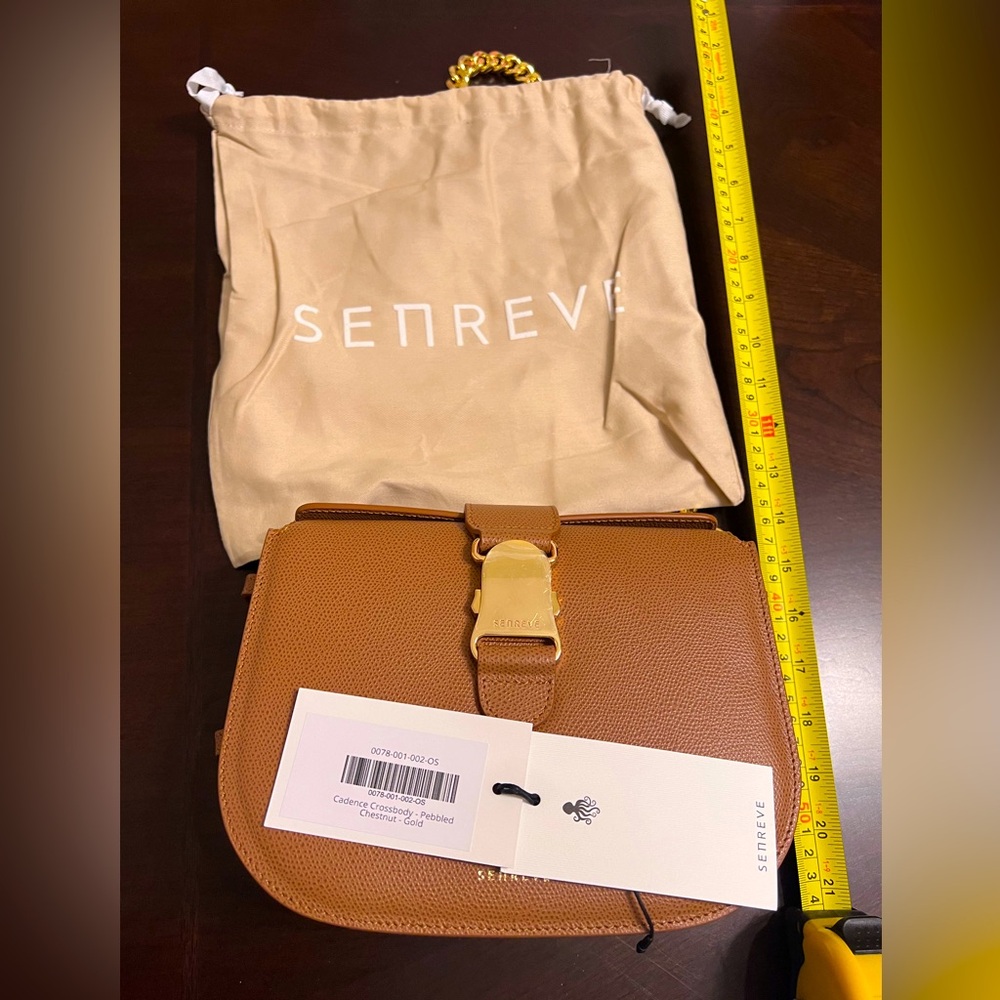 Senreve Cadence Crossbody Pebbled Chestnut Gold
